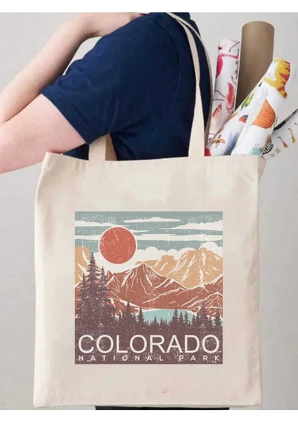 Colorado Tasarım Milli Park Kitap Çantası, Tote Bag, Bez Çanta, Alışveriş Çantası fırsatları