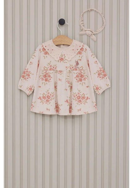 U.s.polo Kız Bebek Elbise USB2128 Açık Bej