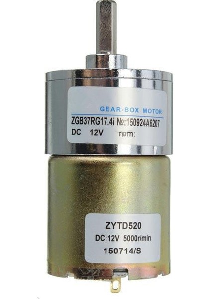 ZYTD520 6V-12V-24V 10 RPM 37mm Redüktörlü DC Motor
