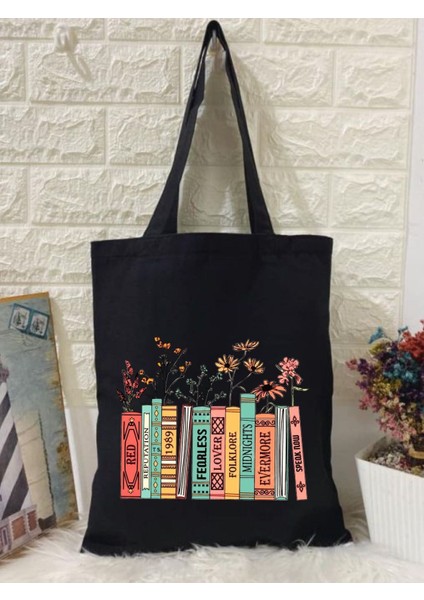 Taylor Swift Book Album Kitap Tasarım, Siyah , Kanvas Tote Bag, Bez Çanta, Kanvas Çanta fiyatları