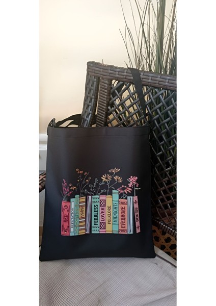 Taylor Swift Book Album Kitap Tasarım, Siyah , Kanvas Tote Bag, Bez Çanta, Kanvas Çanta modelleri