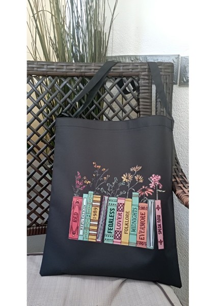 Taylor Swift Book Album Kitap Tasarım, Siyah , Kanvas Tote Bag, Bez Çanta, Kanvas Çanta fırsatları
