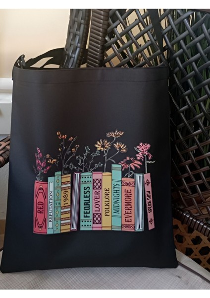 Taylor Swift Book Album Kitap Tasarım, Siyah , Kanvas Tote Bag, Bez Çanta, Kanvas Çanta indirimleri