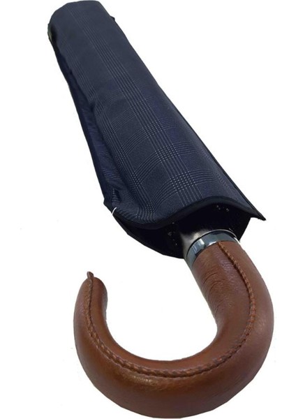 Tekno Trust Snotline-April Deri Saplı Erkek Şemsiye Kahverengi Sap Çanta Boy Baston Saplı 100 cm Çap 45 cm Boy