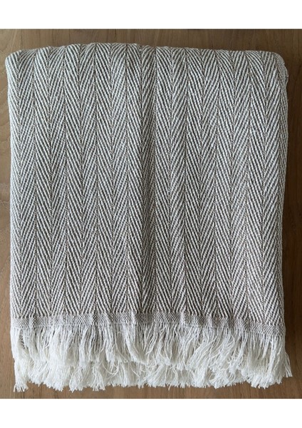 Balıksırtı dokuma koltuk ve çekyat örtüsü, bej, 170x210 cm, pamuk