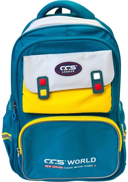 Ççs London Young 3 Gözlü Sırt Çantası-Okul Çantası 51679 Turkuaz-Sarı Ithal Çanta