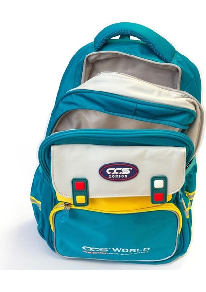 Ççs London Young 3 Gözlü Sırt Çantası-Okul Çantası 51679 Turkuaz-Sarı Ithal Çanta indirimleri
