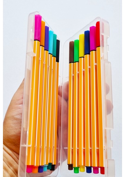12'li Sert Pvc Kutulu Colorful Fineliner Renkli 04MM Keçe Uçlu Stabilo Kalem