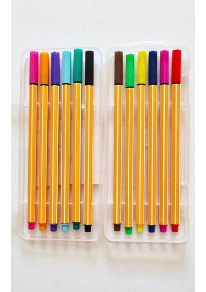12'li Sert Pvc Kutulu Colorful Fineliner Renkli 04MM Keçe Uçlu Stabilo Kalem