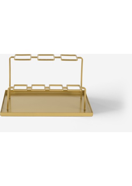 Geometrik Gold Metal Organizer - Kalem & Fırça Düzenleyici - Carre