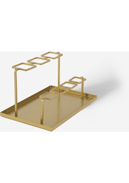 Geometrik Gold Metal Organizer - Kalem & Fırça Düzenleyici - Carre