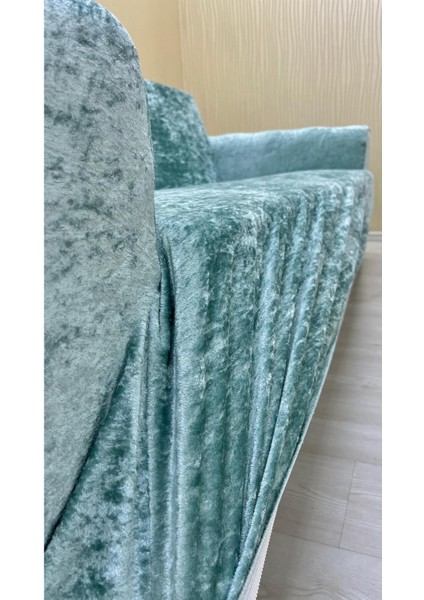Mint renk parlak kadife koltuk örtüsü, şık ve koruyucu tasarım, 140 cm