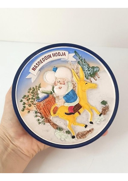 Tabak Seramik Nasreddin Hoca ve Eşşeği Duvar Masa Süsü Dekor