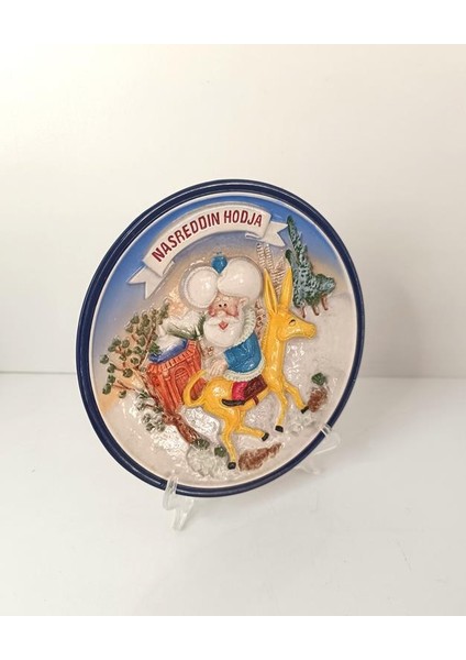 Tabak Seramik Nasreddin Hoca ve Eşşeği Duvar Masa Süsü Dekor