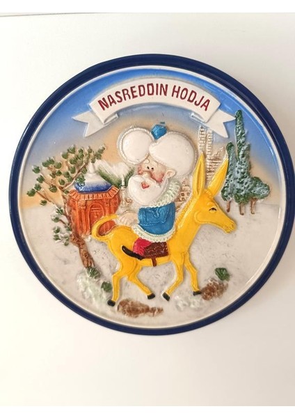 Tabak Seramik Nasreddin Hoca ve Eşşeği Duvar Masa Süsü Dekor