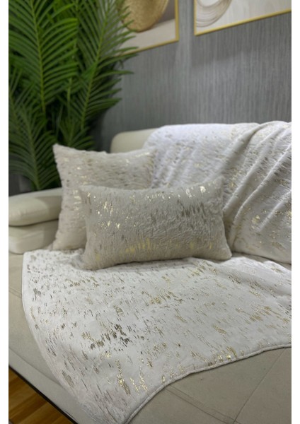Yumuşak peluş koltuk örtüsü ve şal, rahat ve şık kullanım için ideal 100x160 beyaz