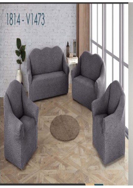 Gri elastik koltuk kılıfı, tam kaplama, 3'lü set, 165x285, şık ve koruyucu.