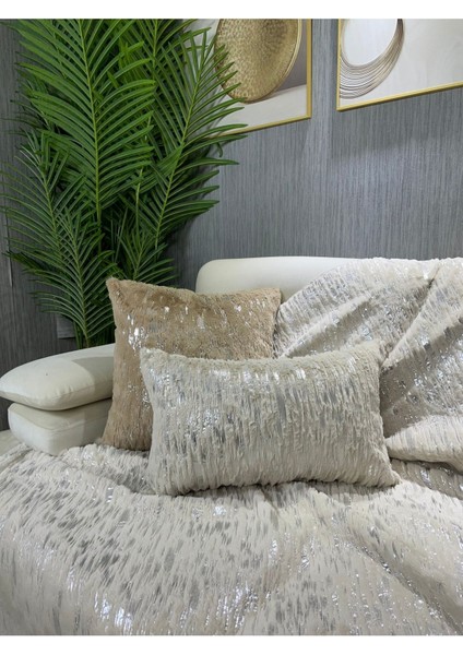 Yumuşak peluş tavşan temalı krem koltuk örtüsü ve şal seti 100x160 bej renk fiyatları