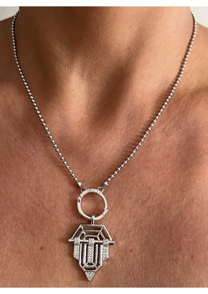 Çelik Top Zincirli Zirkon Seranay Kolye