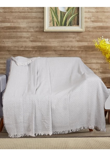 Pamuklu Çok Amaçlı Koltuk Örtüsü 170x210 cm, Açık Gri