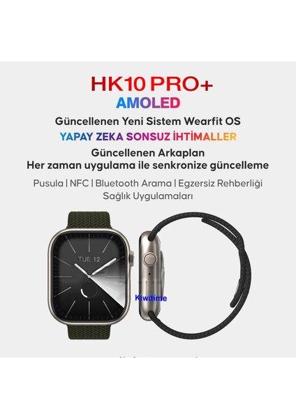 HK10 Pro+ Plus Gen5 2.02" Amoled Ekran G-Sensörü Galeri Ses Kayıt Ios Android Uyumlu Akıllı Saat