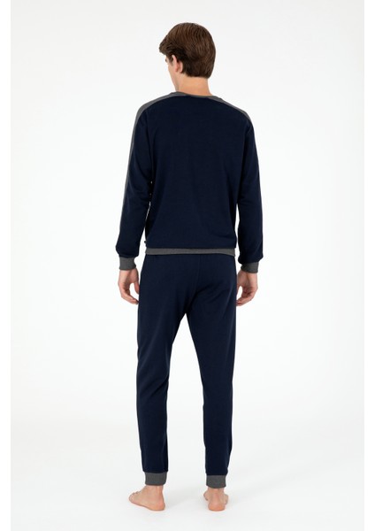 Erkek Lacivert Pijama Takım 50301590-VR033 fırsatları