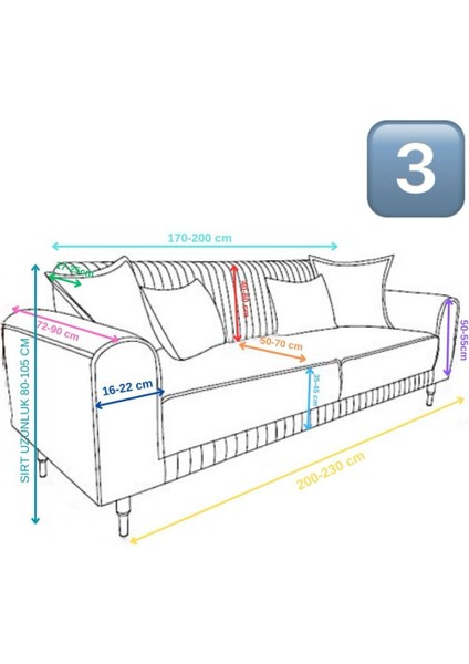 3+3 Italyan Süet Koltuk Örtüsü(Vizon)
