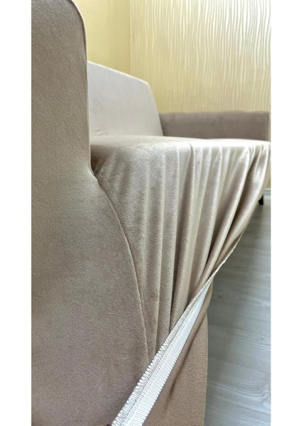 3’lü Vizon Süet Koltuk Örtüsü, şık ve rahat salon dekoru için ideal