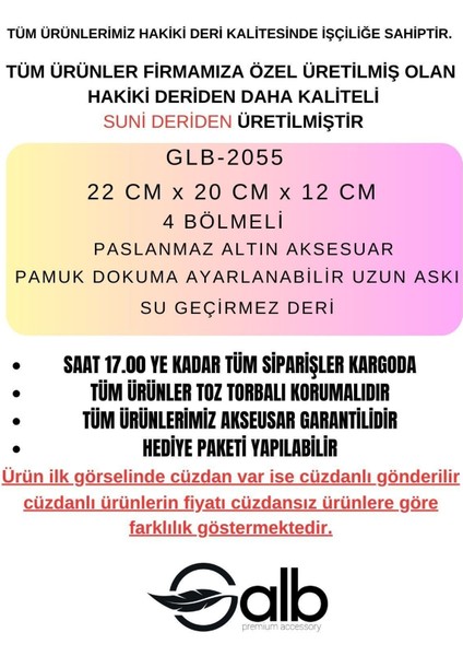 Yeni Sezon Kadın Omuz Çantası 4 Bölmeli Ayarlanabilir Geniş Askılı 22X20 cm AKL2055