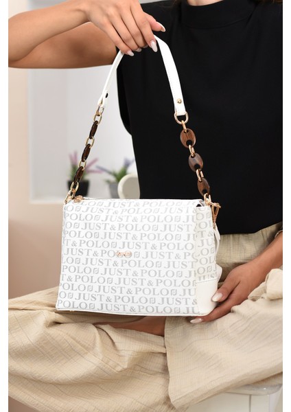 Kolon Askılı Zincir Detaylı 4 Bölmeli Vegan Deri Kadın El ve Çapraz Omuz Çantası Beyaz NL2802 fiyatları