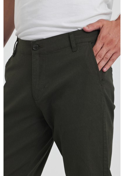 TheSeason Erkek Haki Gabardin Pamuklu Keten Slim Fit Yan Cep Esnek Chino Pantolon modelleri