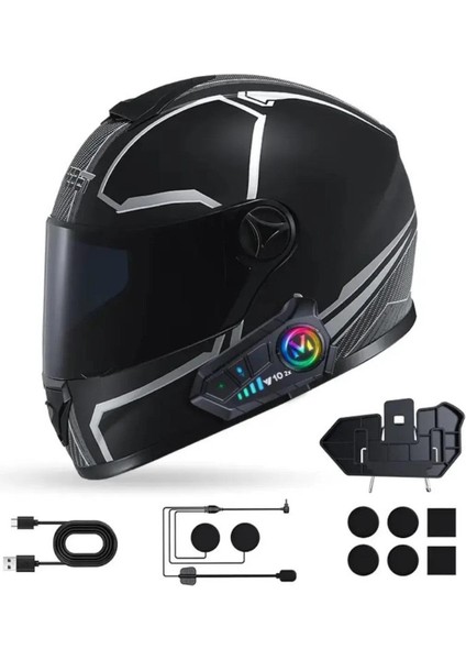 2x Kask Intercom Kulaklık Y10 2x Su Geçirmez 300 mt Bluetooth Motosiklet Kulaklık