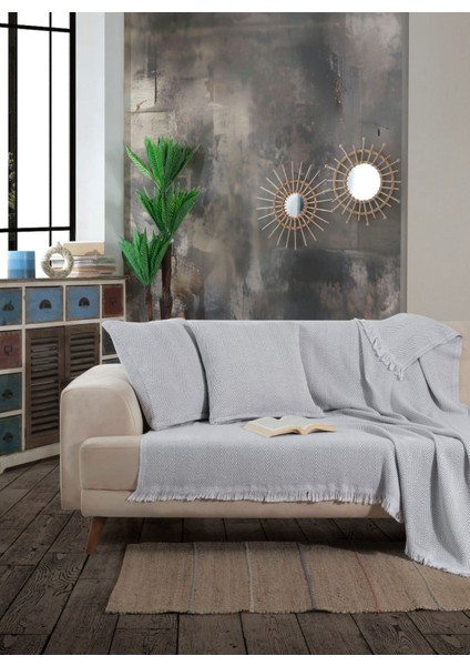 Lily Koltuk Örtüsü 150 x 200 cm Kanepe Çekyat Divan Örtüsü Şalı Pamuklu Püsküllü