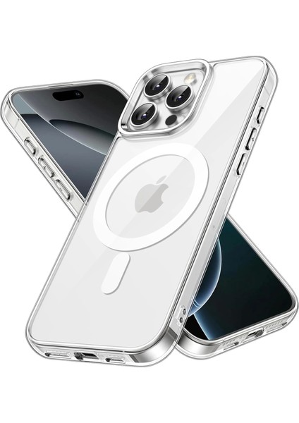 Apple iPhone 16 Pro Max Şeffaf Kılıf: Magsafe Uyumlu G-Glass Arkası Cam Kapak