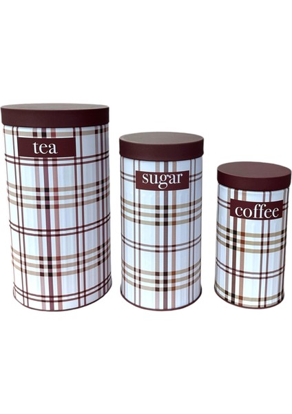 Bambu Görünümlü Kapak ve 3'lü Dama Desenli Metal Kavanoz Seti fiyatları