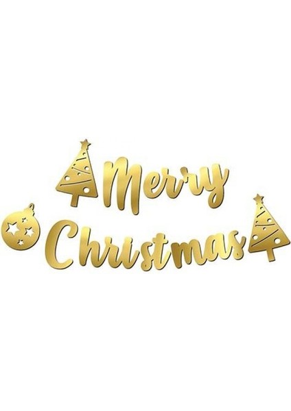 Merry Christmas Kaligrafi Banner Gold