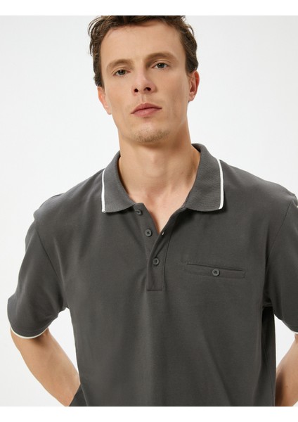 Polo Yaka Tişört Slim Fit Düğmeli Kısa Kollu Biyeli fiyatları