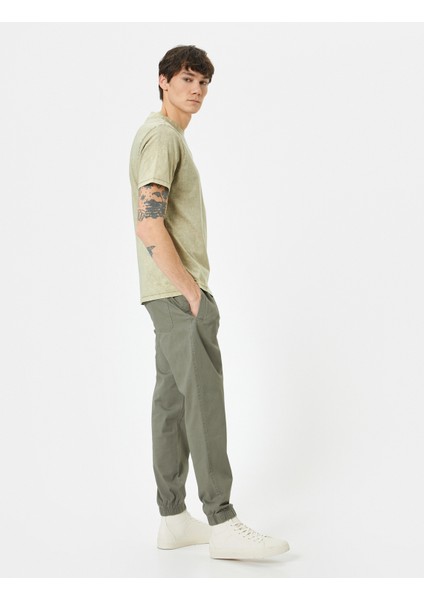 Jogger Pantolon Slim Fit Chino Beli Bağcıklı Cep Detaylı