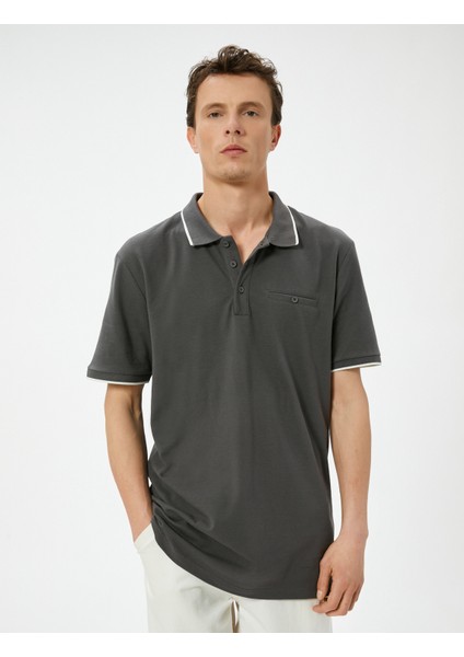 Polo Yaka Tişört Slim Fit Düğmeli Kısa Kollu Biyeli modelleri