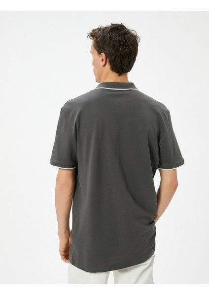 Polo Yaka Tişört Slim Fit Düğmeli Kısa Kollu Biyeli fırsatları