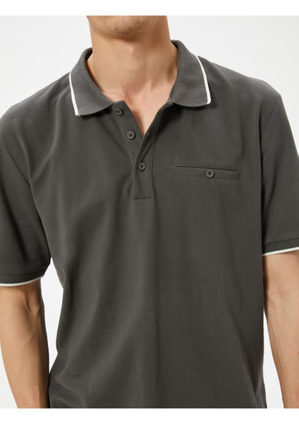 Polo Yaka Tişört Slim Fit Düğmeli Kısa Kollu Biyeli indirimleri