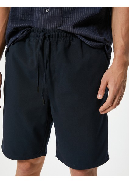 Slim Fit Şort Bermuda Chino Beli Bağcıklı Cep Detaylı