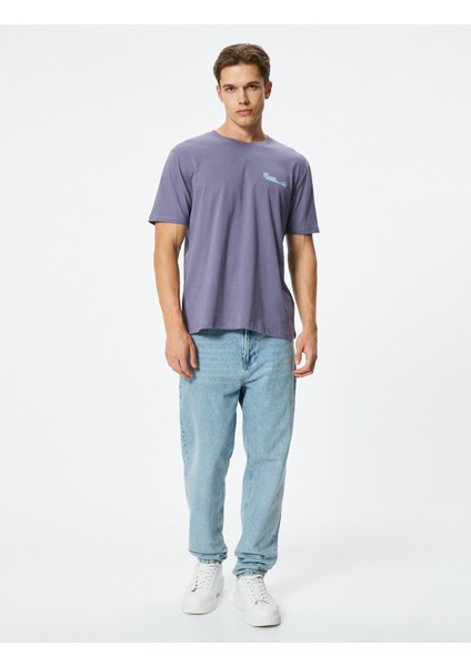 Slogan Baskılı Tişört Kısa Kollu Bisiklet Yaka Pamuklu fiyatları