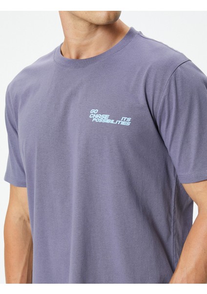 Slogan Baskılı Tişört Kısa Kollu Bisiklet Yaka Pamuklu indirimleri