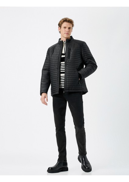 Mevsimlik Ceket Dik Yaka Fermuarlı Cep Detaylı fiyatları