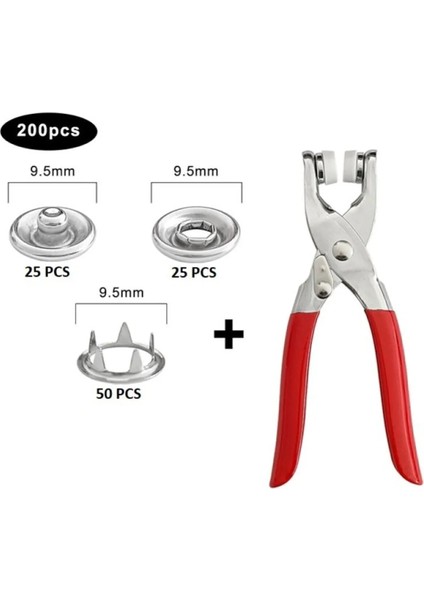 Tineke 9.5 mm Metal Çıt Çıt, El Pensesi, Set- Gömlek ve Bebe Çıtçıt Montaj Seti Düğme Pensesi