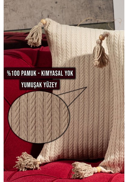 2'li Otantik Örgü Desen Yumuşak Kırlent Kılıfı