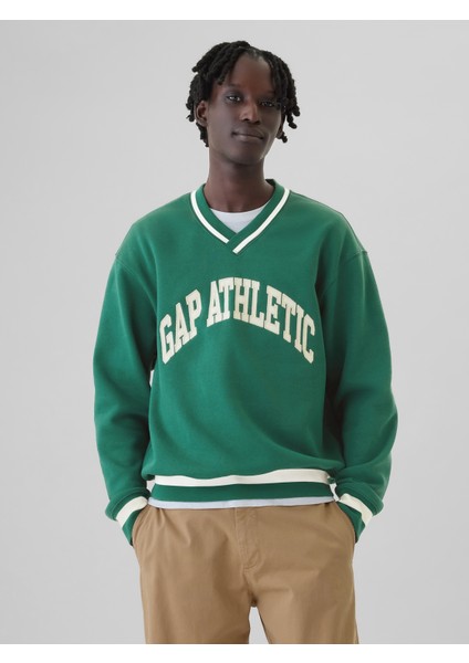 Erkek Yeşil Atletik Logo Sweatshirt