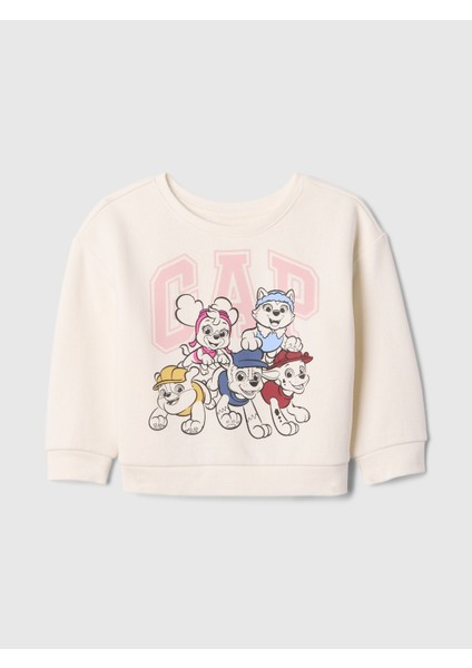 Kız Bebek Kırık Beyaz Gap Logo Paw Patrol Grafikli Fleece Sweatshirt