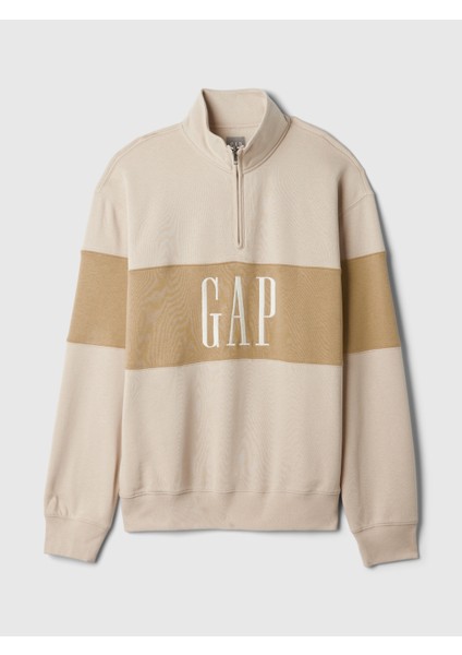 Erkek Bej Vintage Soft Gap Logo Oversized Pullover Sweatshirt